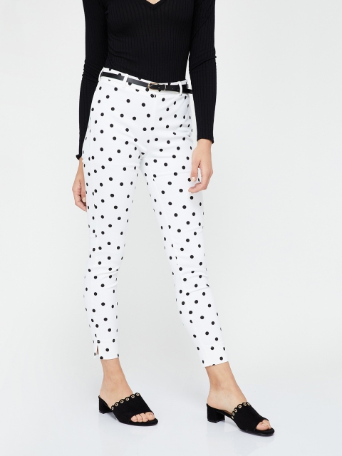 

CODE by Lifestyle Women White Regular Fit Printed Regular Trousers