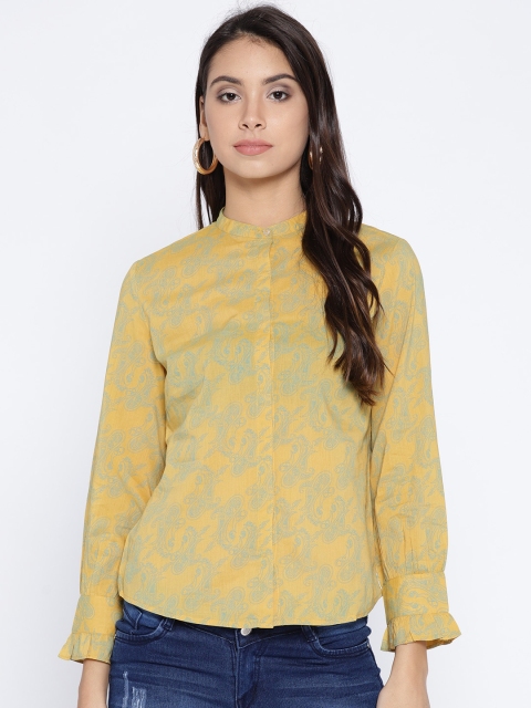 

Wills Lifestyle Women Yellow Regular Fit Printed Casual Shirt