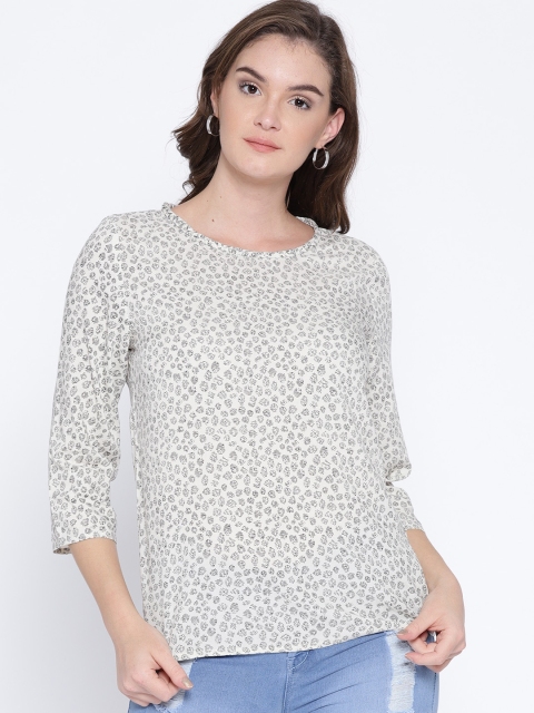 

Wills Lifestyle Women White & Black Printed Top