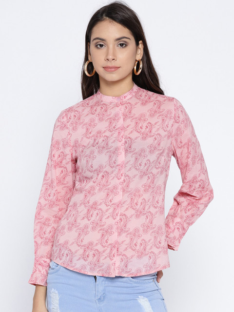 

Wills Lifestyle Women Pink Regular Fit Printed Casual Shirt