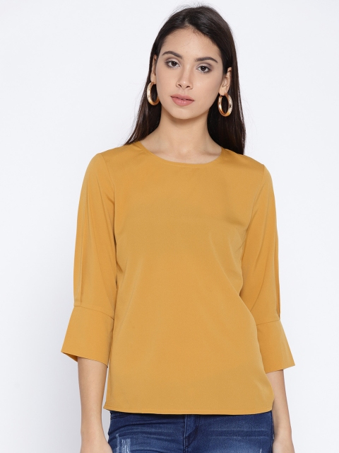 

Wills Lifestyle Women Mustard Yellow Solid Top