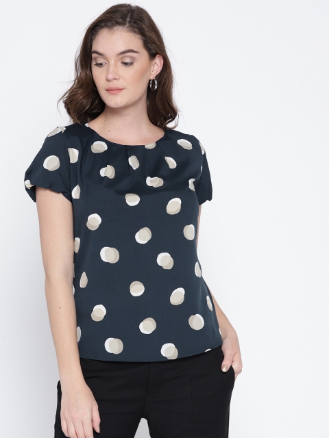 

Wills Lifestyle Women Navy Blue & Off-White Printed A-Line Top