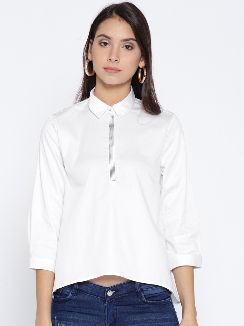 

Wills Lifestyle Women White Solid Shirt Style Top