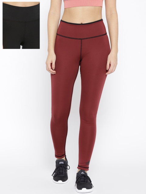 

ADIDAS Women Maroon & Black Solid Z.N.E. Reversible Tights
