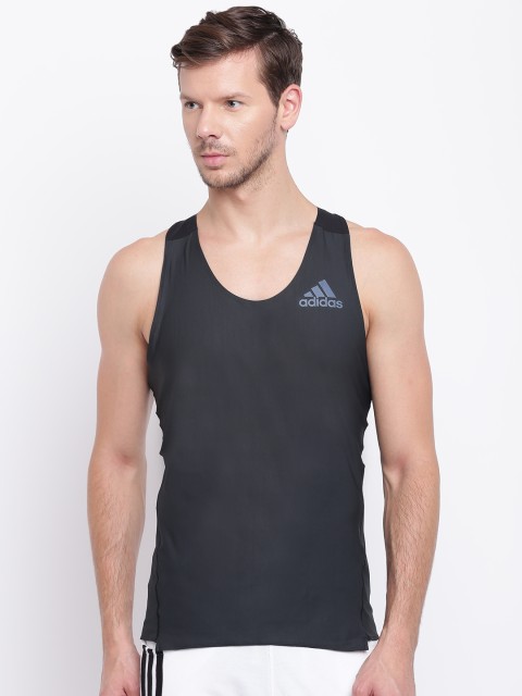 

ADIDAS Men Black Adizero Prime Singlet Solid Round Neck Running T-shirt