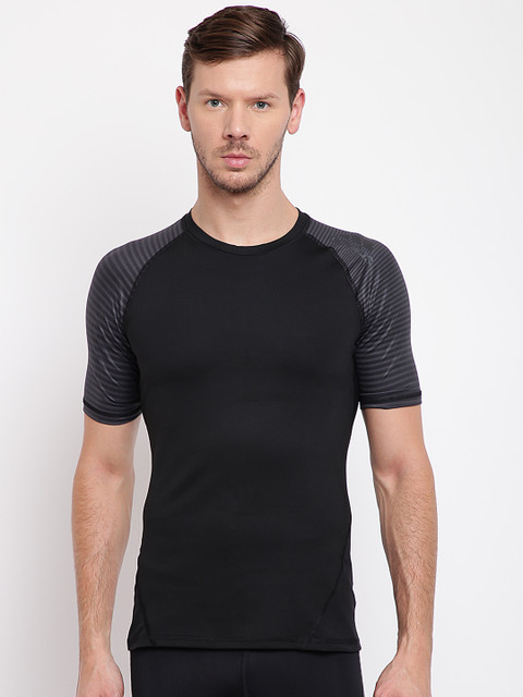 

ADIDAS Men Black Solid Round Neck Training Alpha Skin T-shirt