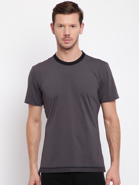 

ADIDAS Men Charcoal Grey Barricade Solid Round Neck Tennis T-shirt