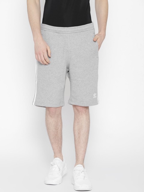 

ADIDAS Men Grey Melange 3-Stripe Solid Shorts