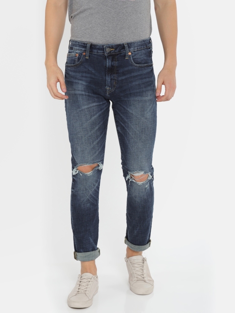 

AMERICAN EAGLE OUTFITTERS Men Blue Slim Fit Mid-Rise Slash Knee Stretchable Jeans