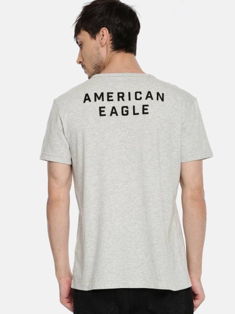 

AMERICAN EAGLE OUTFITTERS Men Grey Melange Solid Round Neck T-shirt