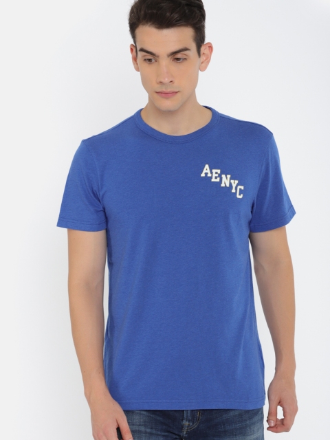 

AMERICAN EAGLE OUTFITTERS Men Blue Solid T-shirt