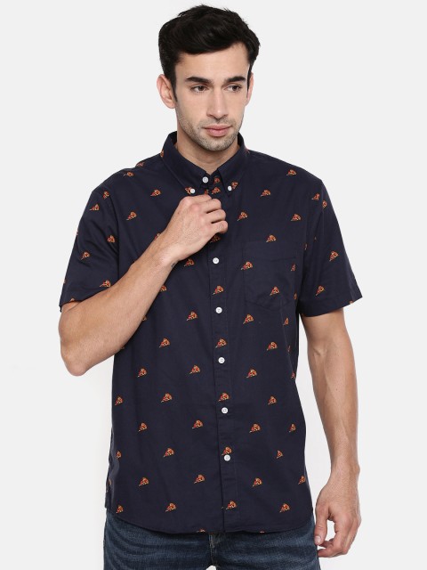 

AMERICAN EAGLE OUTFITTERS Men Navy Blue Printed Casual Shirt