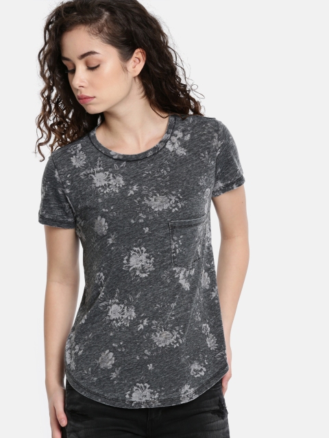 

AMERICAN EAGLE OUTFITTERS Women Grey Printed Round Neck T-shirt