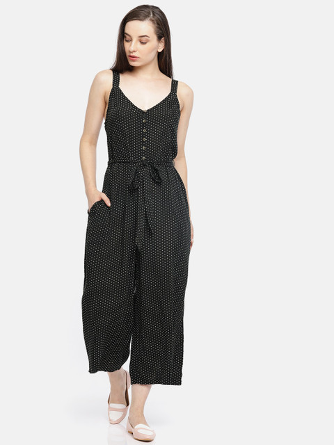

AMERICAN EAGLE OUTFITTERS Black Printed Culotte Jumpsuit