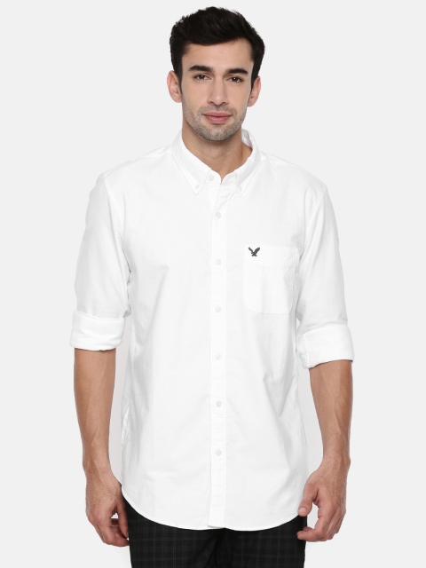 

AMERICAN EAGLE OUTFITTERS Men White Slim Fit Solid Casual Shirt