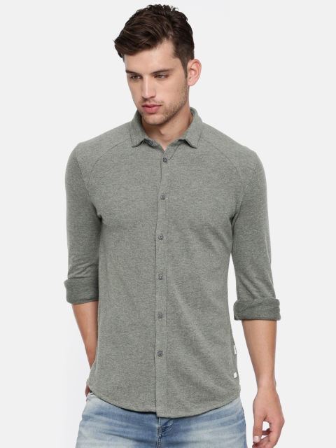 

Jack & Jones Men Grey Slim Fit Solid Casual Shirt