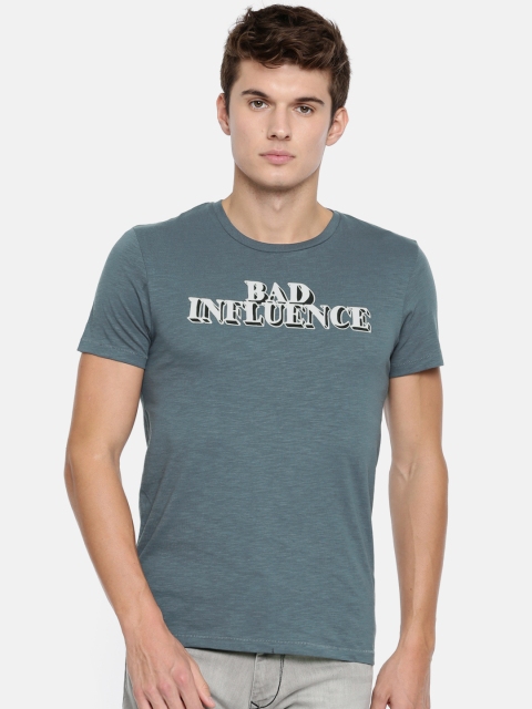 

Jack & Jones Men Blue Printed Round Neck T-shirt