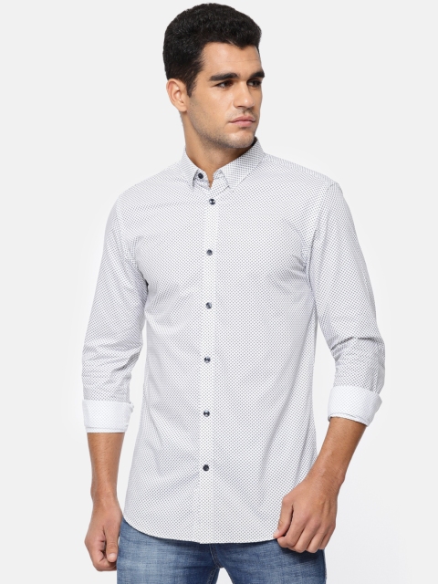

Jack & Jones Men White & Black Slim Fit Printed Casual Shirt