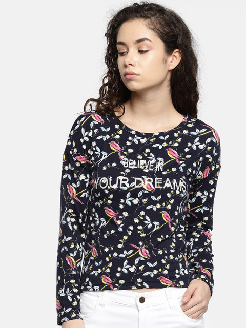 

Deal Jeans Women Navy Blue Printed Top