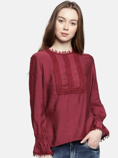 

Deal Jeans Women Burgundy Solid Top