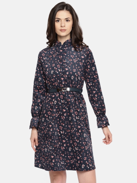 

Deal Jeans Women Navy Blue Printed A-Line Dress