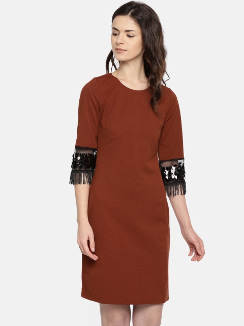 

Deal Jeans Women Rust Brown Solid Sheath Dress