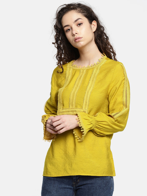 

Deal Jeans Women Mustard Yellow Solid Top