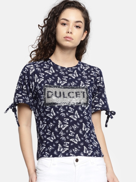 

Deal Jeans Women Navy Blue Printed Top