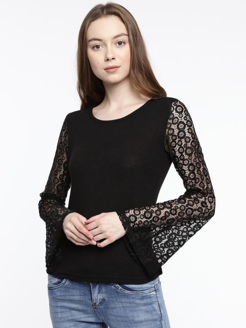 

Deal Jeans Women Black Solid Fitted Top