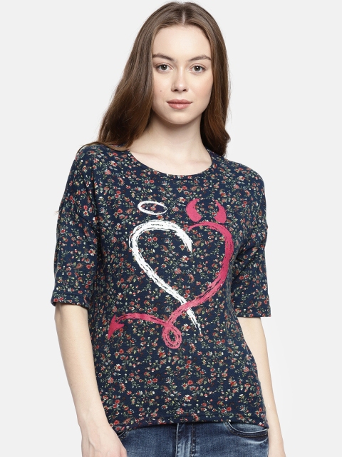 

Deal Jeans Women Navy Blue Printed Top