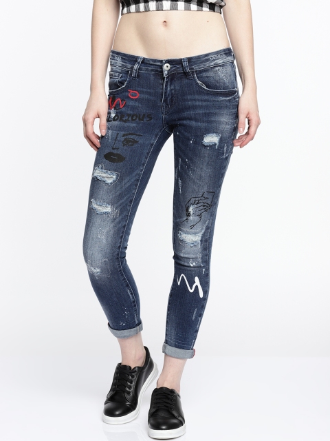 

Deal Jeans Women Blue Slim Fit Mid-Rise Mildly Distressed Stretchable Jeans