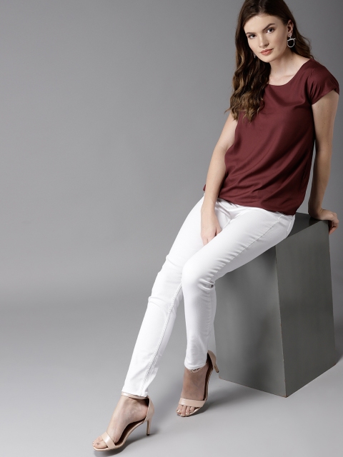 

HERE&NOW Women Burgundy Solid Top