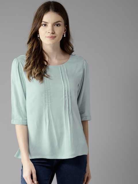 

HERE&NOW Women Blue Solid Styled Back Top