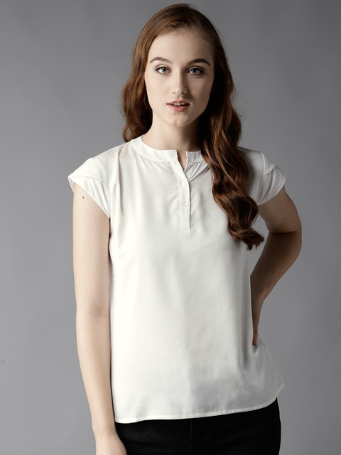 

HERE&NOW Women White Solid Top