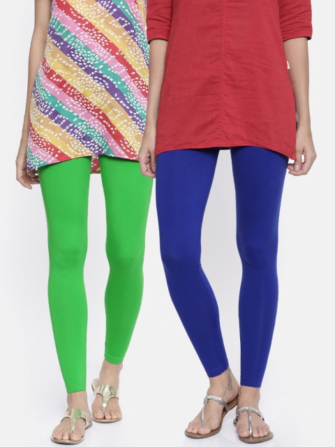 

Bitz Women Set Of 2 Organic Cotton Ankle Leggings, Green