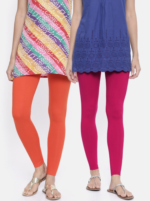 

Bitz Women Pack of 2 Solid Leggings EAL001, Orange