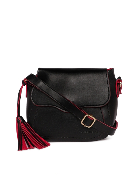 

Kanvas Katha Black & Red Solid Sling Bag