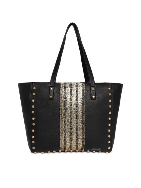 

Kanvas Katha Black & Gold-Toned Embellished Tote Bag
