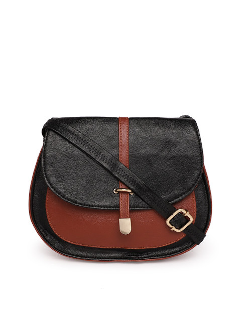 

Kanvas Katha Black & Tan Brown Colourblocked Sling Bag