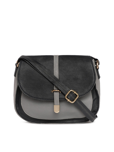 

Kanvas Katha Black & Grey Colourblocked Sling Bag