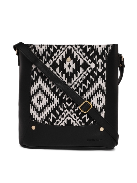 

Kanvas Katha Black & Off-White Printed Sling Bag