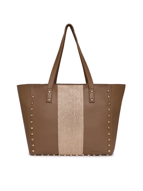 

Kanvas Katha Coffee Brown Self Design Shoulder Bag