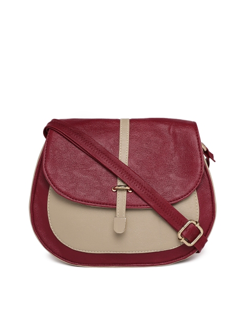 

Kanvas Katha Maroon & Beige Colourblocked Sling Bag