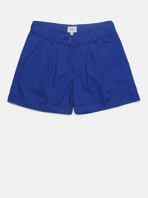 

Pepe Jeans Girls Blue Solid Regular Fit Shorts