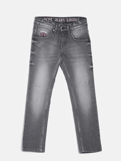 

Pepe Jeans Boys Grey Skinny Fit Mid-Rise Mildly Distressed Medium Wash Jeans