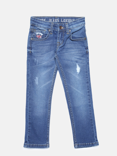

Pepe Jeans Boys Blue Skinny Fit Mid-Rise Mildly Distressed Jeans
