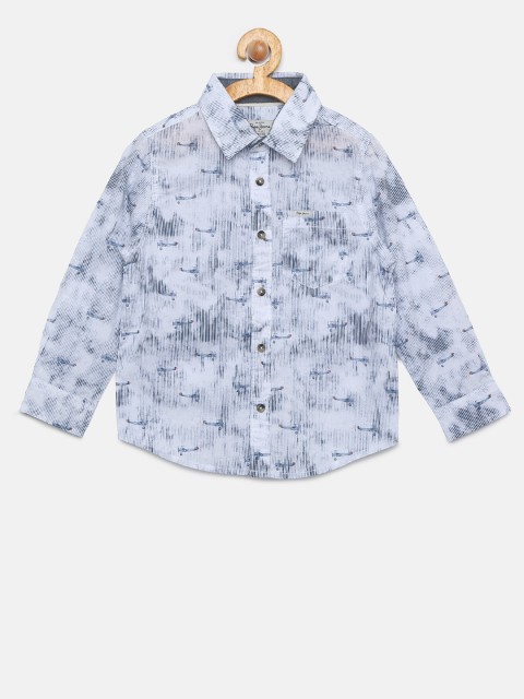 

Pepe Jeans Boys White & Blue Regular Fit Printed Casual Shirt