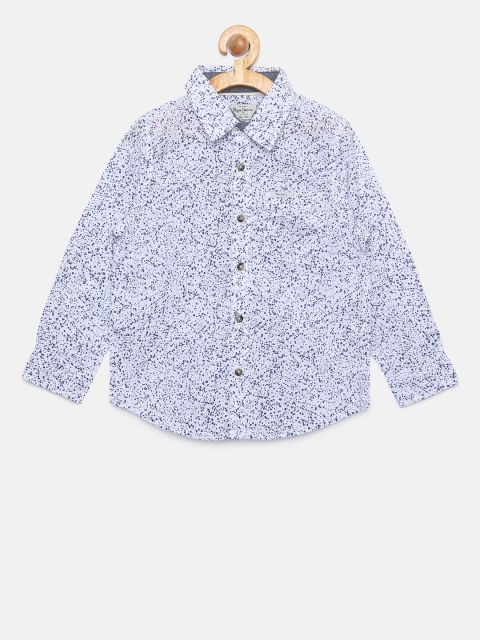 

Pepe Jeans Boys White & Blue Regular Fit Printed Casual Shirt