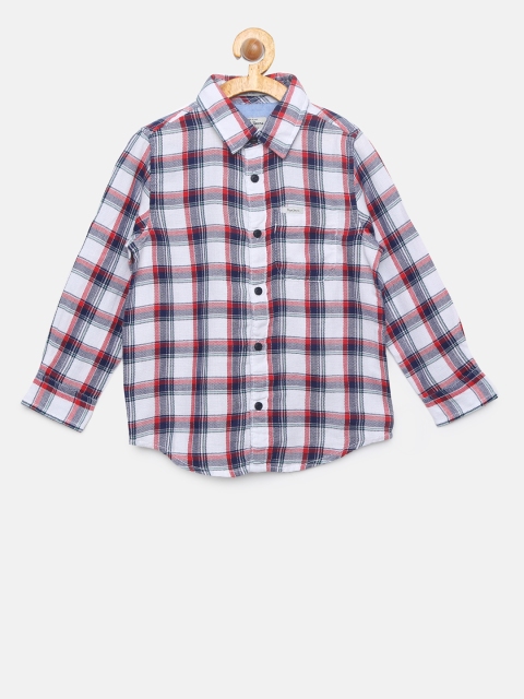 

Pepe Jeans Boys White & Red Regular Fit Checked Casual Shirt