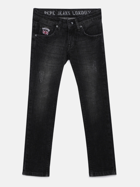 

Pepe Jeans Boys Black Skinny Fit Mid-Rise Low Distress Jeans